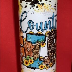 Country Girl Themed Tumbler with Sunflowers